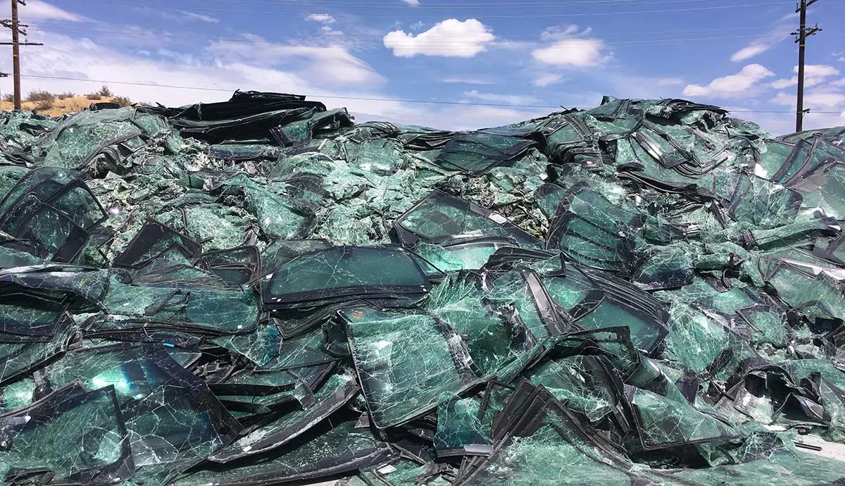 Pile of broken windshields