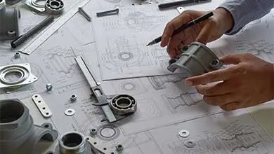 Engineer drawing on desk