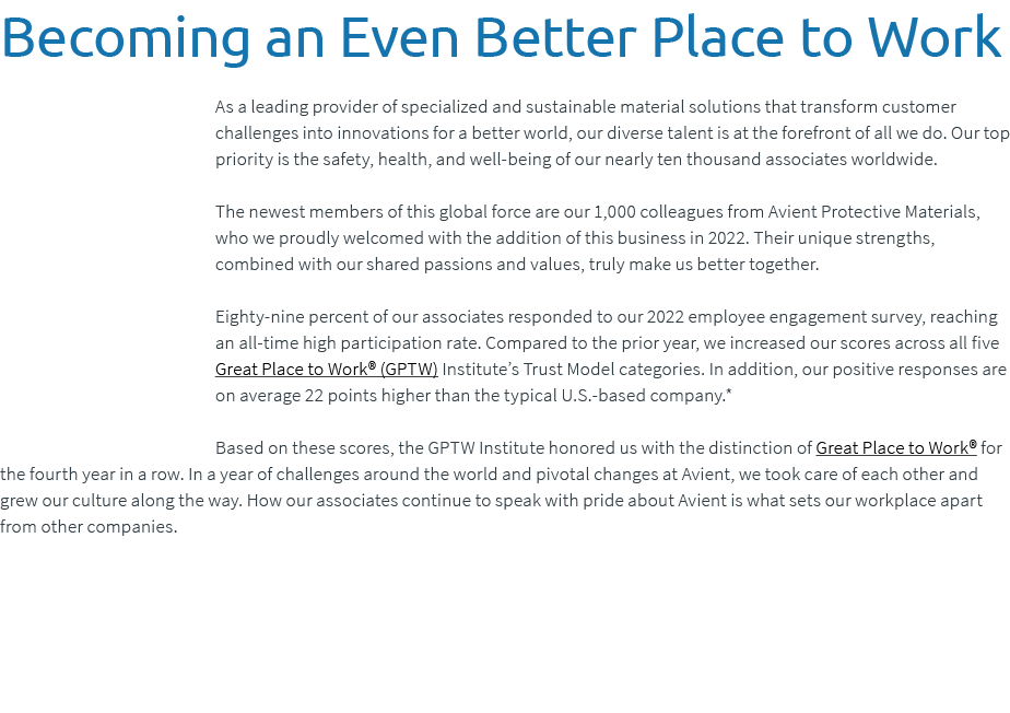 Becoming an Even Better Place to Work As a leading provider of specialized and sustainable material solutions that tr...